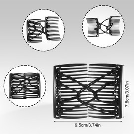 5 Pieces Elastic Magic Hair Comb Adjustable Stretchy Double Comb Hair Fork Clips for Women Girls No Crease Pins Vintage Hairstyle Multipurpose Accessories Bun Maker for Curly Thick Wavy Hair Ponytail