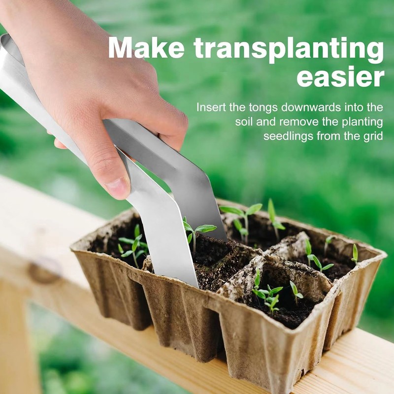 2pcs Stainless Steel Gardening Plants Transplant Tong Plant Remove Transplant