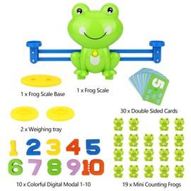 HOWADE Frog Balance Math Game,Frog Weighing Scale Montessori Educational Stem Digital Counting Toys for Kids Basic Math Learning