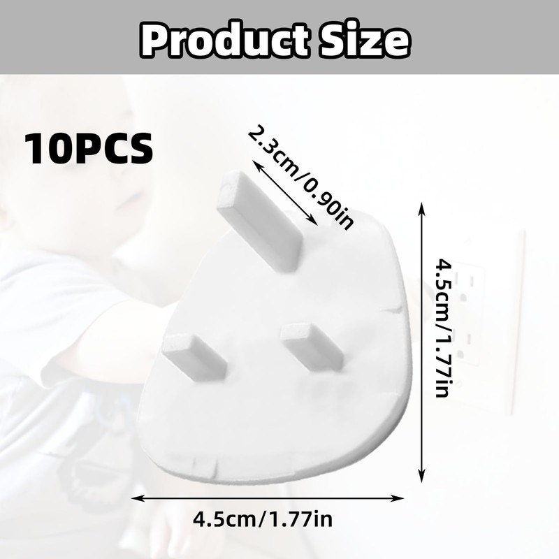 10 Packs of Plug Socket Covers UK White Safety Plug