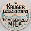 Milk Bottle Cap - Kruger Farms Dairy - Westfield, Wisconsin - HOMOGENIZED MILK