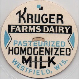 Milk Bottle Cap - Kruger Farms Dairy - Westfield, Wisconsin - HOMOGENIZED MILK
