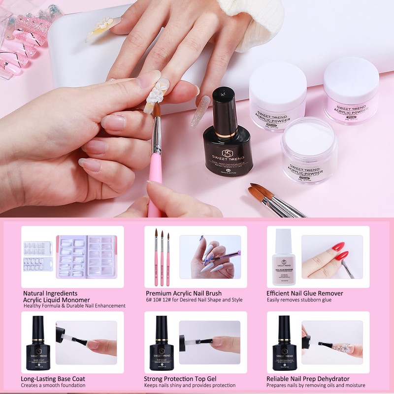 Acrylic Nail Kit for Beginners: Professional Acrylic Powder Set with