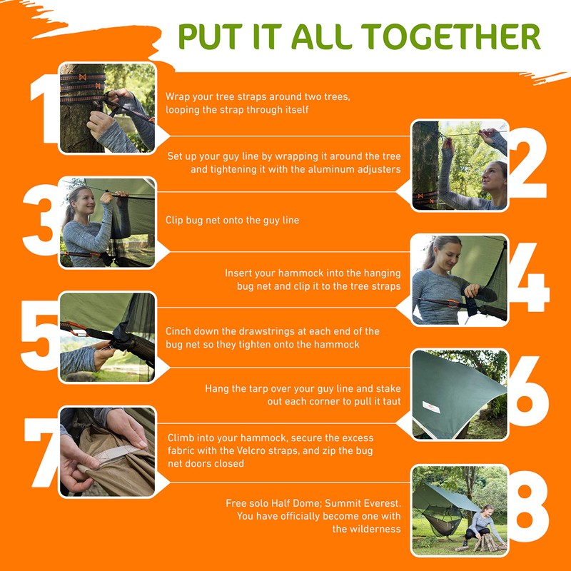 Cushy Camper Premium Hammock with Rain Fly, Bug Net, Tree