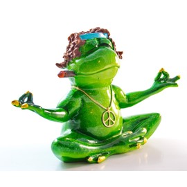 Schneemann-Versand Decorative Frog with Curls Yoga Peace Sign Joint 18 cm Wide