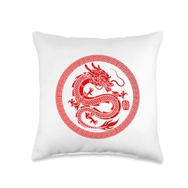 2024 Chinese New Year of Dragon Martial Arts Shirt Chinese New Year of Dragon Kung Fu Themed Throw Pillow, 16x16, Multicolor
