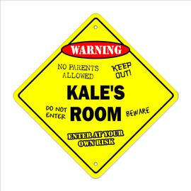 Kale's Room Sign Crossing Zone Xing | Indoor/Outdoor | 12" Tall Plastic Sign Kids Bedroom Decor Door Children's Name boy Girl