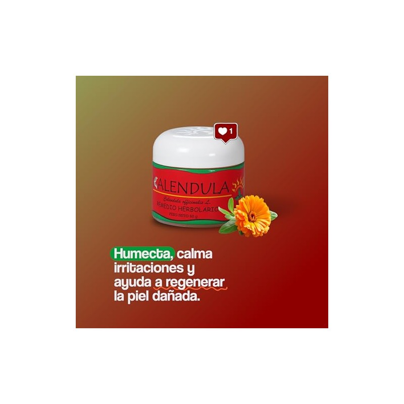 Pomada Natural de Caléndula 60g - Altamente Concentrada. Cictrizante para