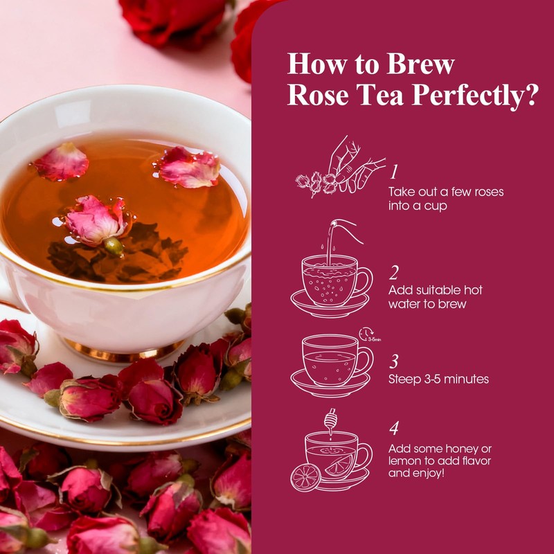 Rose Bud Tea Dried Red Rose,MQUPIN Rose Tea 100% Natural