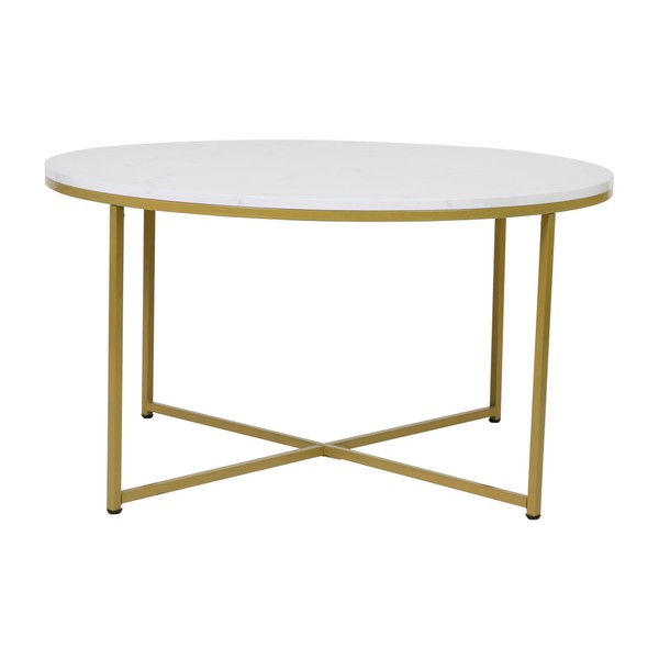 Flash Furniture Hampstead Collection Coffee Table - Modern White Marble