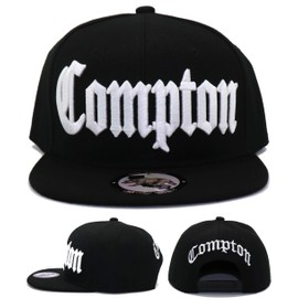 Headlines Compton New Leader Old English Banner Black White Snapback Era Hat Cap