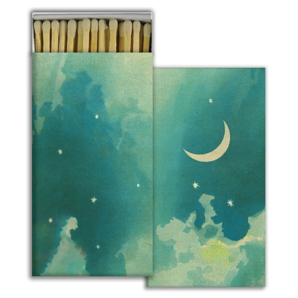 Moon and Stars Large Decorative Match Boxes with Wooden Matches - Great for Lighting Candles, fireplaces, Grills and More | Set of 10