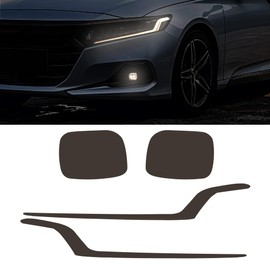 TOMALL 2 Pair Headlight Fog Light Vinyl Films Smoke Tint Compatible with Honda 10.5th Gen Accord 2018-2023 Light Transmission Tint Wrap Exterior Self-Adhesive Sticker Decorations Trim (Dark Black)