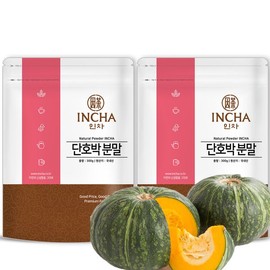 Incha 국내산 단호박 가루 분말 파우더 600g (300gx2개) Korean Domestic Pumpkin Powder 600g (2 x 300g)