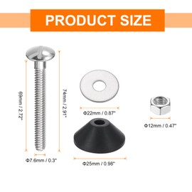 QUARKZMAN 4 Stück Universal Toilettenbehälter zu Schüssel Schrauben Set, Edelstahl Schwere Toilettenbolzen mit Sicherungsmuttern und Dichtungen für die Befestigung von Badezimmer Toiletten