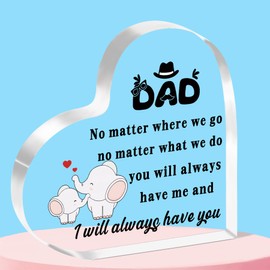 QMVMV Dad Gifts Heart-Shaped Acrylic Plaque Gifts for Dad Birthday Thanksgiving Father's Day Gift for Dad from Son Daughter