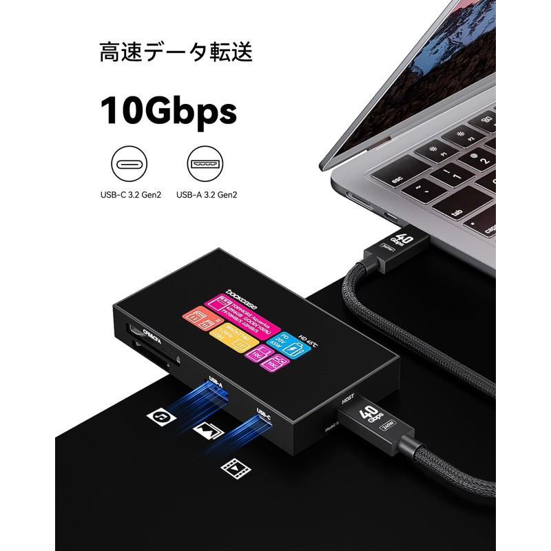 Dockcase 8-in-1 USB C Hub with Touch Screen CFexpress/SD/MicroSD Card