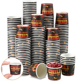 Teenyyou 100 Pcs Chili Cook off Decorations mini Chili Cook off Cups Disposable Food Sample Cups Small Chili Cook off Tasting Paper Cups for Chili Cook off Mexican Party Supplies (2 oz)