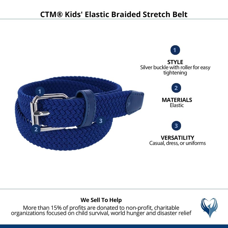 CTM Kids 'elástico trenzada Stretch Cinturón, Marino, Mediano