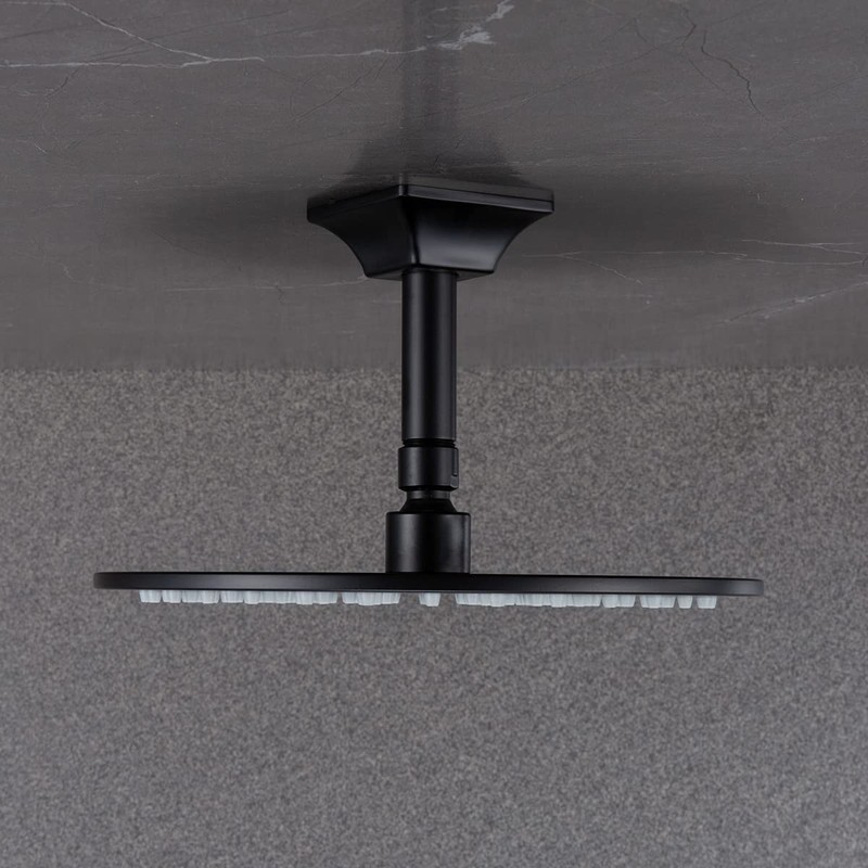 SEABEFORE 4" Ceiling Mounted shower arm Matte Black shower head