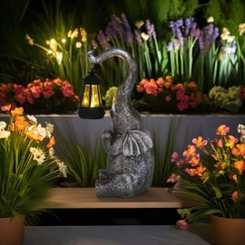 VV-Ladybug Solar Powered Garden Decoration Elephant Outdoor Statue, Birthday Gift for Lady, Mom Grandma Elder, Balcony, Garden, Patio, Lawn Elephant Decoration