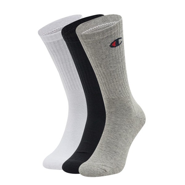 Champion Unisex Socks (Pack of 3), Light grey mottled, white,