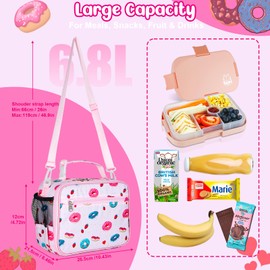 Homtibrm Isolierte Lunchtasche, Kühltasche für Kinder, mit verstellbarem Riemen, wasserdichte Lunchbox-Tasche für Erwachsene, Kinder, Jungen, Mädchen, Arbeit, Schule, Picknick