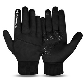 SAWANS Running Gloves Touch Screen Warm Winter Anti-slip Lightweight Gloves Men Women Elastic Cuff Thermal Gloves Driving Cycling Climbing Hiking Skiing (Black, XL)