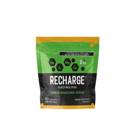 Be Better RECHARGE, Electrolitos En Polvo 60 Porciones, Sabor Manzana Verde, 252 g                                                                    