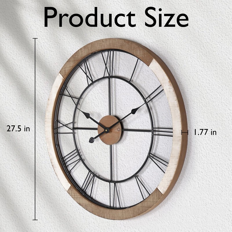 Oakrain Wall Clock for Living Room Decor, 27.5'' Big Clock