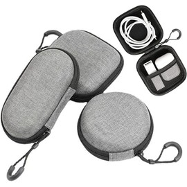 BetterJonny 3 Piezas Funda para Auriculares, Mini Organizador Portátil de EVA para Cables, Estuche Rígida Impermeable para Guardar Auriculares, AirPods, Cables, Cargador, Tarjeta SD, Llaves, BeatsX