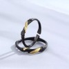 Dtup Set Anillos Pareja Calidad Oro Negro Bambú Elegante Regalo