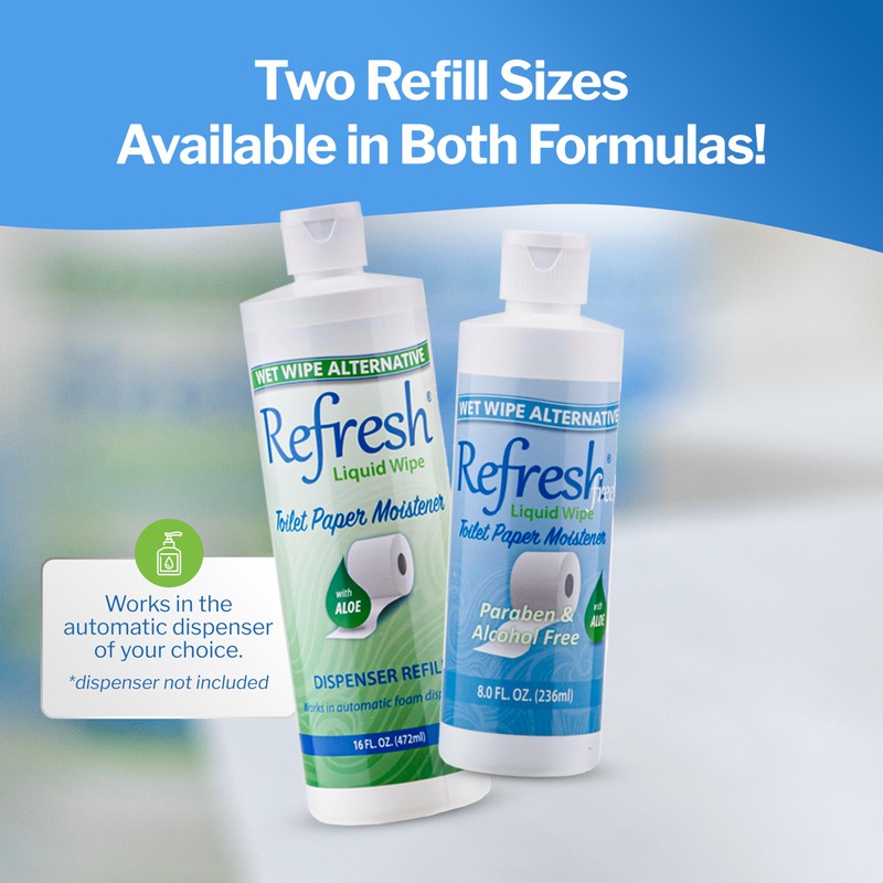 Refresh Liquid Wipe: Toilet Paper Foam Dispenser Refill. Eco-Friendly Flushable