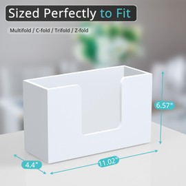 Paper Towel Dispenser Countertop, Wooden Bathroom Paper Towel Holder, White Napkin Holder for Kitchen, Countertop Multifold C-Fold, Z-Fold, Trifold Paper Hand Towel Dispenser for Bathroom Toilet