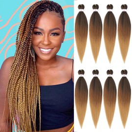 Beyond Beauty Braiding Hair pre stretched, Braids Synthetic Fiber Ombre Yaki Texture, Natural Easy Twist Braids Crochet Hair Hot Water Setting hair extensions