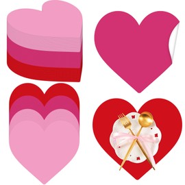 Harloon 100 Pcs Valentine's Day Paper Placemat Bulk 13.4”x 17” Disposable Cute Heart Shaped Dining Table Mats for Valentine's Day Kitchen Wedding Birthday Baby Shower Holiday Party Kitchen, 3 Colors