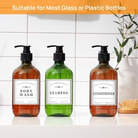 HVSWLY 12 etiquetas de baño para botellas, etiquetas minimalistas de organización de baño, etiquetas impermeables para botellas de champú, acondicionador y gel de ducha (blanco)