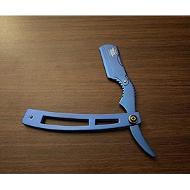 Barbershop Blue Shaving Straight Edge Razor Stainless Steel, Mustache, Beard, Eyebrows