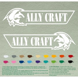 Pair of Ally Craft Boats Compatible Replacement Decals Vinyl Stickers Boat Outboard Motor Set of 2 (18", White 010)