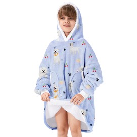 Zando Dog Blanket Hoodie Purple Blanket Teens Oversized Wearable Blanket Hoodies Cozy Warm Hooded Blanket for Boys Girls Sherpa Blanket Hoodie with Pocket Thick Fleece Sweater Blanket Gift for Kids