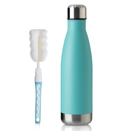 MEWAY 17oz Sport Water Bottle Vacuum Insulated Stainless Steel Sport Water Bottle Leak-Proof Double Wall Cola Shape Water Bottle, Keep Drinks Hot & Cold (Light Blue, 1 pack)