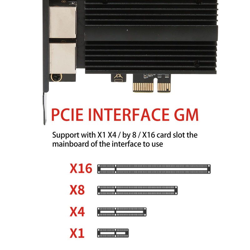PCIe Network Card 2.5Gbps Dual Port Gold Plated Pin Aluminium