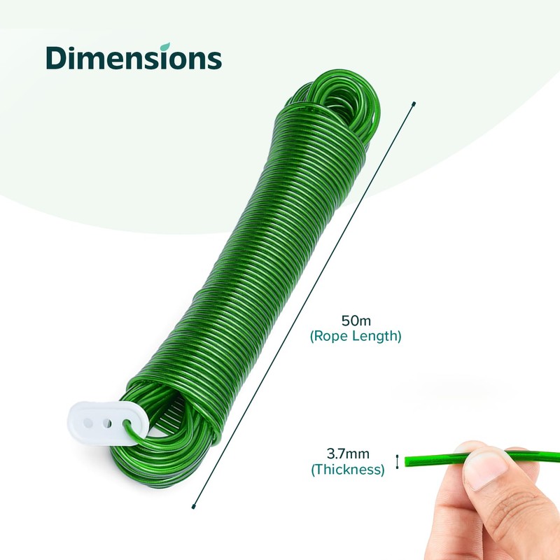 Steel Washing Line Rope with PVC Covering | 50m/164ft Clothes