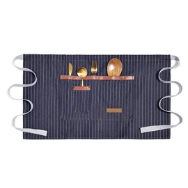 TOPTIE Denim Unisex Half Apron Waist Bistro Apron with Pockets for Server Waitress Barista Bartender-Stripe