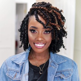 ToyoTress Tiana Passion Twist Hair - 6 Inch 8 Packs Pre-twisted Crochet Braids Dark Brown, Short Bob Pre-looped Synthetic Braiding Hair Extensions (6 Inch, #2-8P)