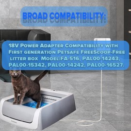 18V Charger Compatible with Petsafe ScoopFree Litter Boxes RFA-516 / PAL00-14243 / PAL00-15342 / ZAL00-17269/PAL00-16806 Self-Cleaning Litter Boxes,Replacement Power Models: PAC00-16932/PAC00-17003.