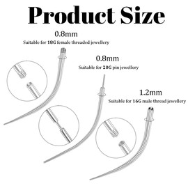 ShigKeu 3Pcs Steel Curved Piercing Taper, 16G 18G 20G Piercing Tapers Can Be Bent Arbitrarily, Screw On Assistant Tool, for Ear Nose Belly Lip Eyebrow