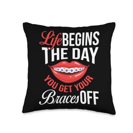Braces Dental Orthodontic Colors Teeth Brush Assistant Throw Pillow