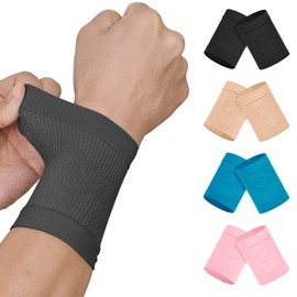 KEKING® Compression Wrist Sleeves for Women Men, 1 Pair, Premium Wrist Support Bands for Carpal Tunnel, Improve Circulation & Recovery, Tendonitis, Tennis, Sports - Wrist Brace Wrist Wraps, Gery L