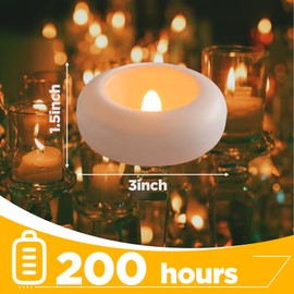 Flameless LED Floating Candles, 3”Floating Battery Operated Candles,24 Pack Warm Tealights for Cylindrical Vase/Pool/Bath/Hot Bath/Wedding Center Decoration